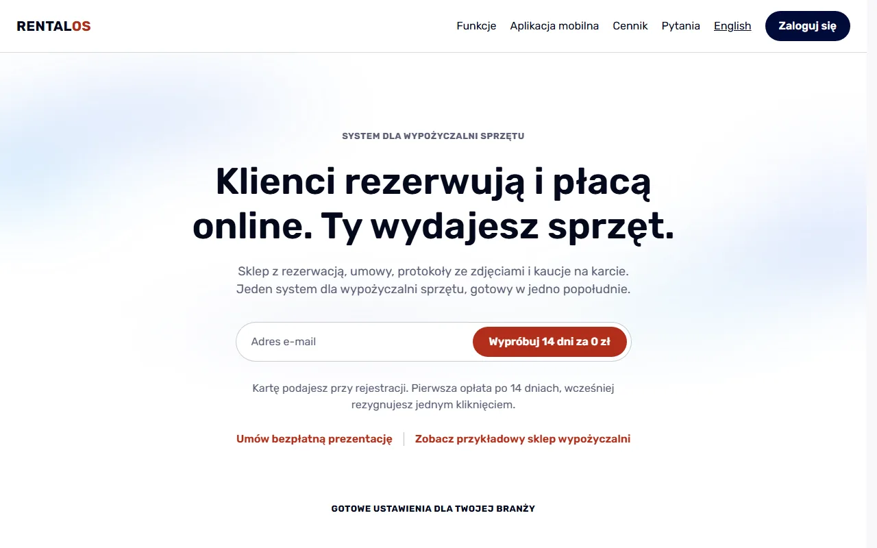 Zrzut ekranu: RentalOS